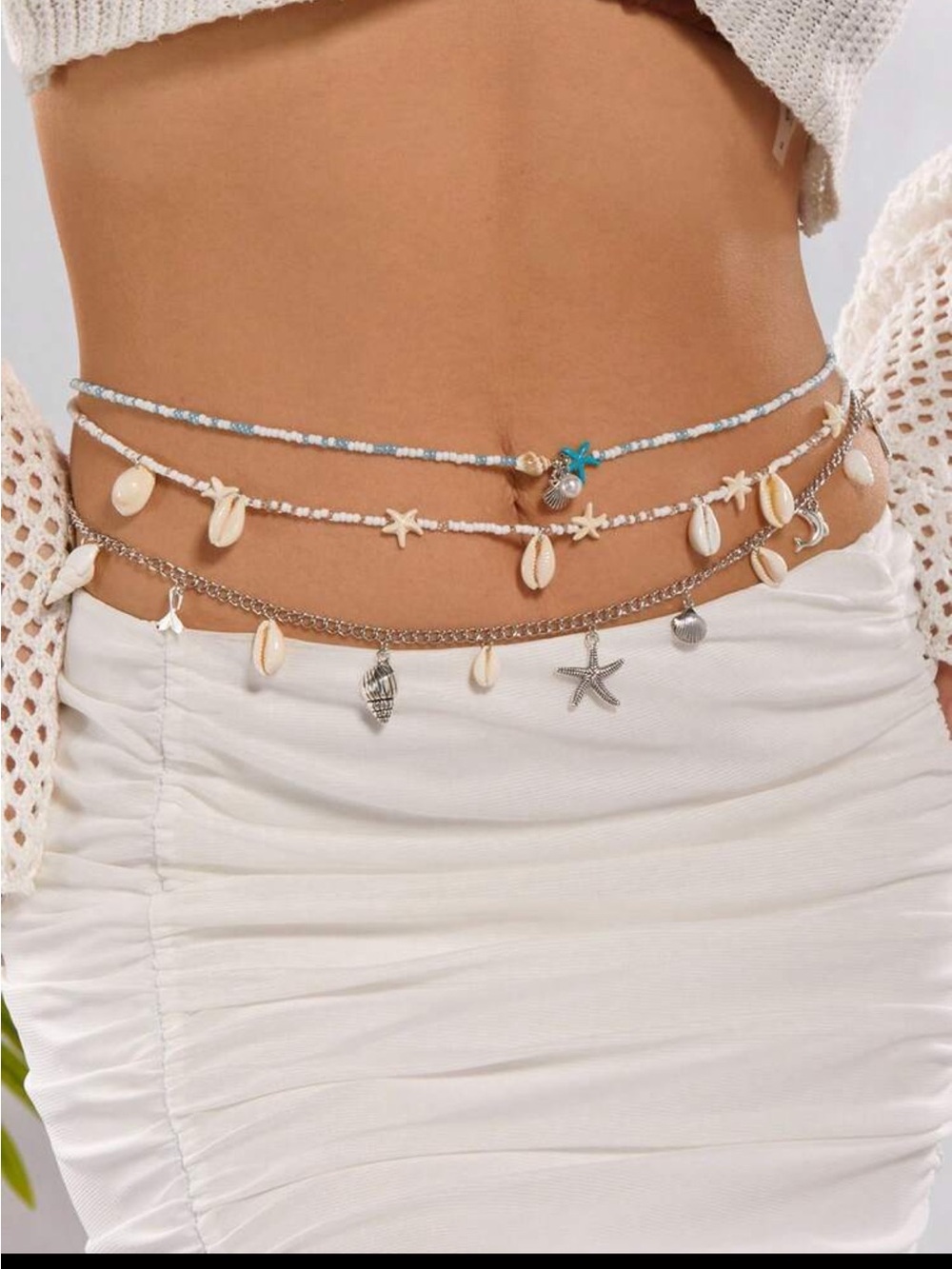 Vacation Vibes 3-piece Coastal Beaded Charm Belt Set NEW 🏷️